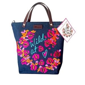 Brighton Wild at Heart Medium Messenger Bag-embroidered-denim-new Crossbody